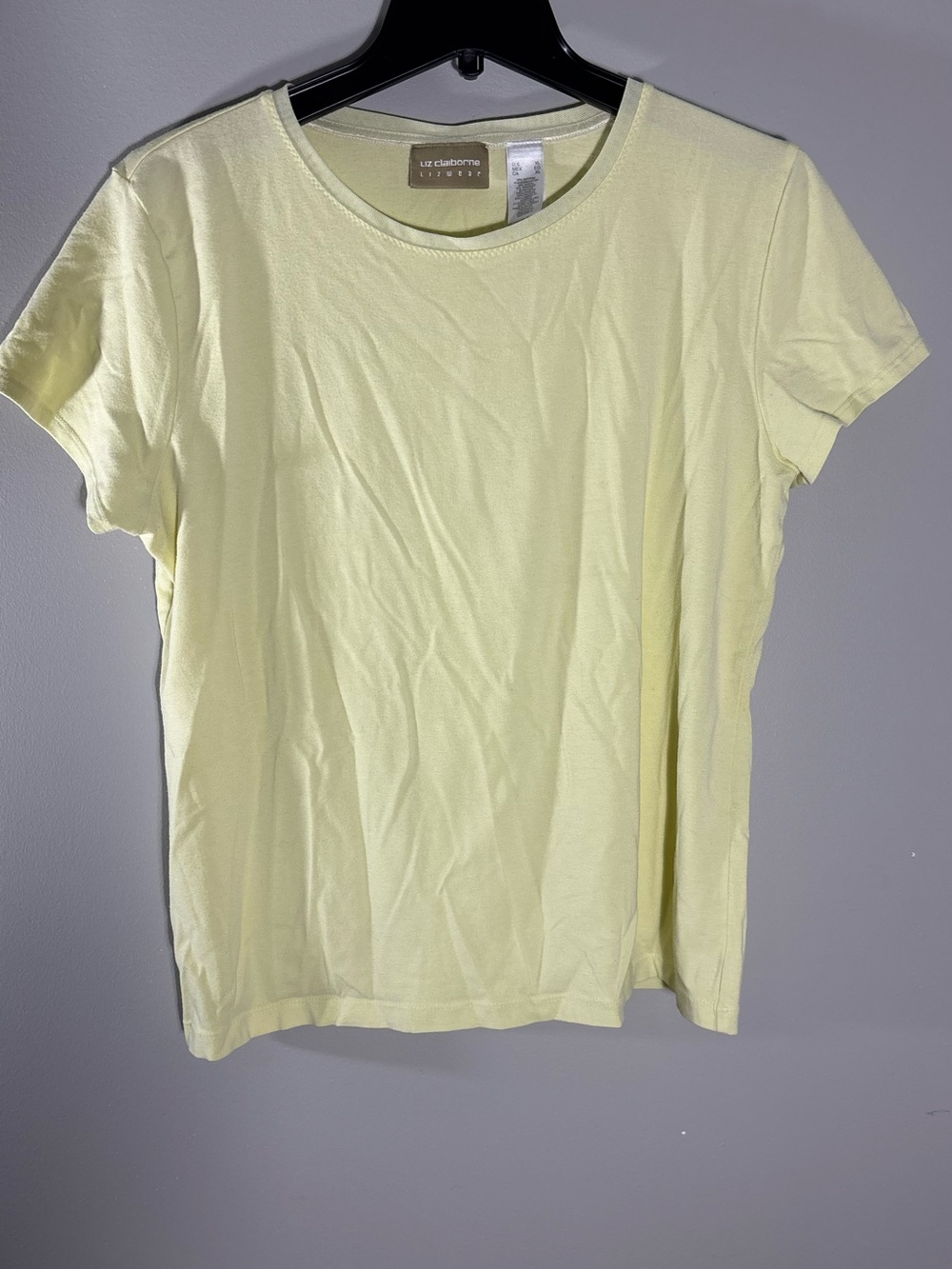 Liz Claiborne LIZwear Yellow Stretch Tee Top Women's XL Cotton Modal